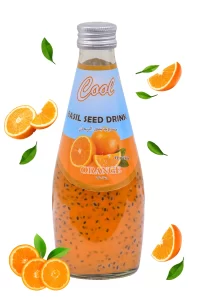 Refreshing Basil Seed Drink with Orange flavor, a popular choice for a healthy beverage in the UAE